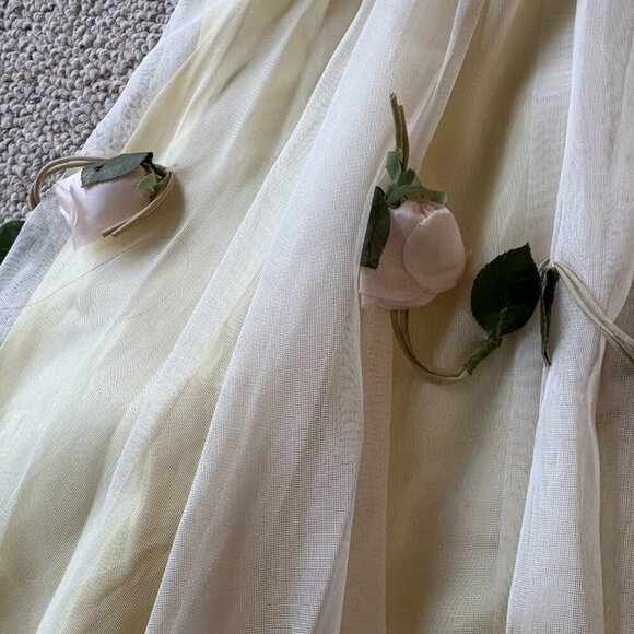 VTG Betty Lane Original 1950s Butter Yellow Cupcake Party Dress Rockabilly Pinup - Picture 8 of 15